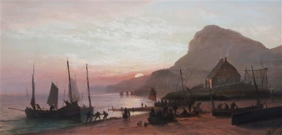 Isaac Walter Jenner (1836-1902) Freshwater Bay, Isle of Wight 8 x 16in.